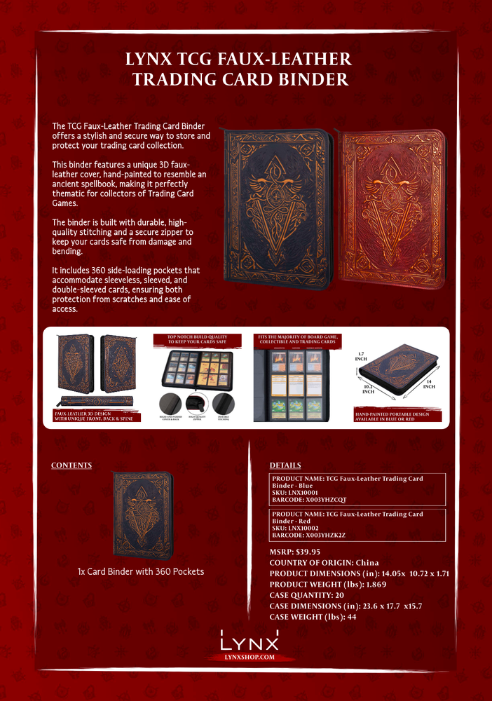 TCG Faux-Leather Trading Card Binder - Blue