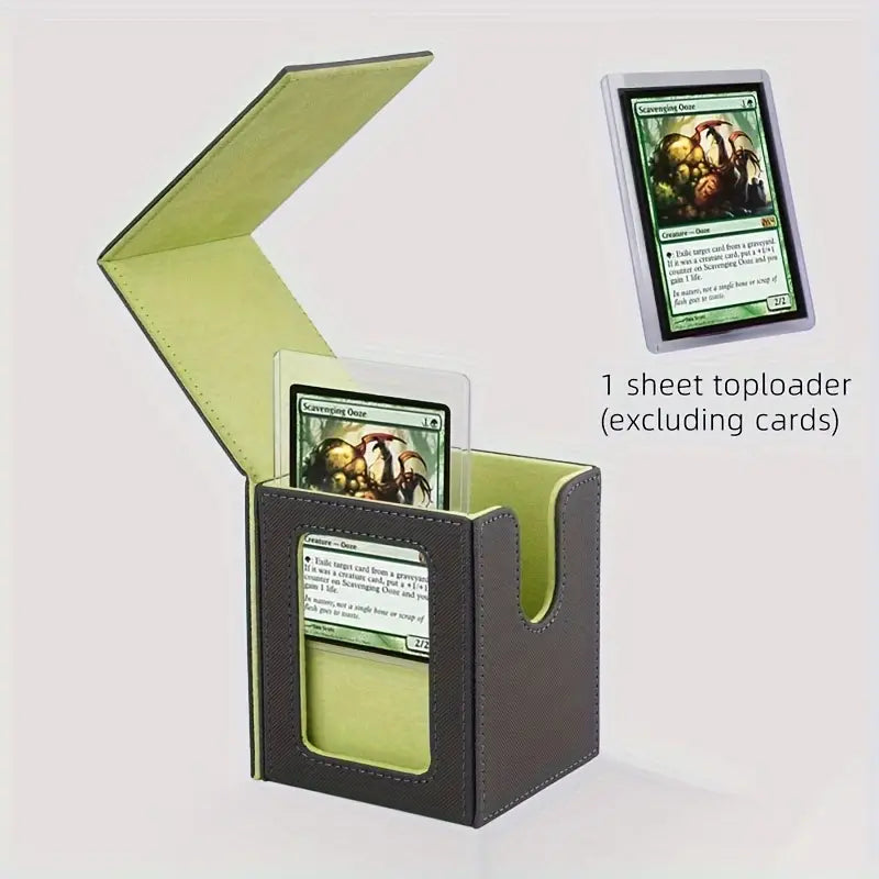 100-Count Premium Leather Magnetic Closure Card Deck Box Green