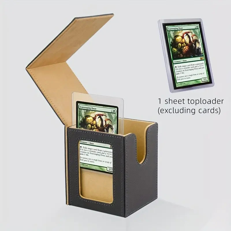 100-Count Premium Leather Magnetic Closure Card Deck Box Brown