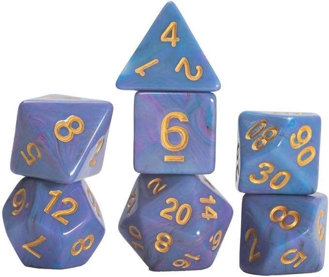 Blue Unicorn Dice - Set of 7