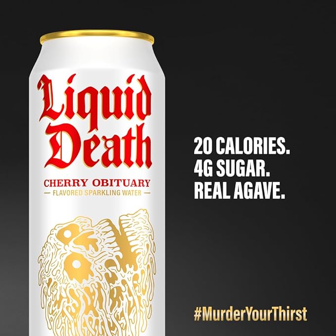 Liquid Death, Cherry Obituary, Cherry-Flavored Sparkling Water