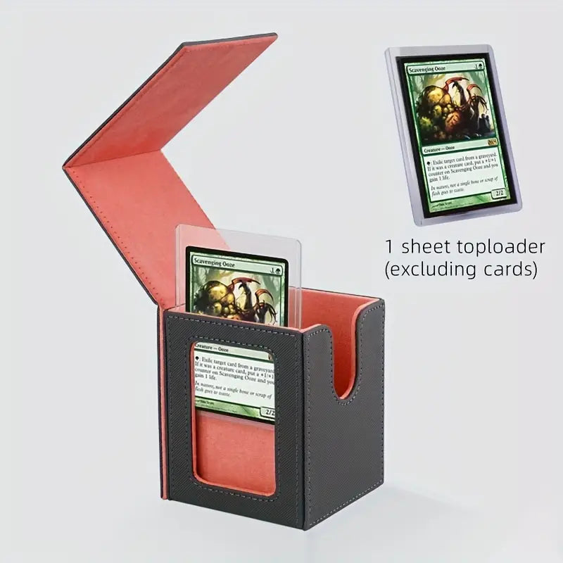 100-Count Premium Leather Magnetic Closure Card Deck Box -RED