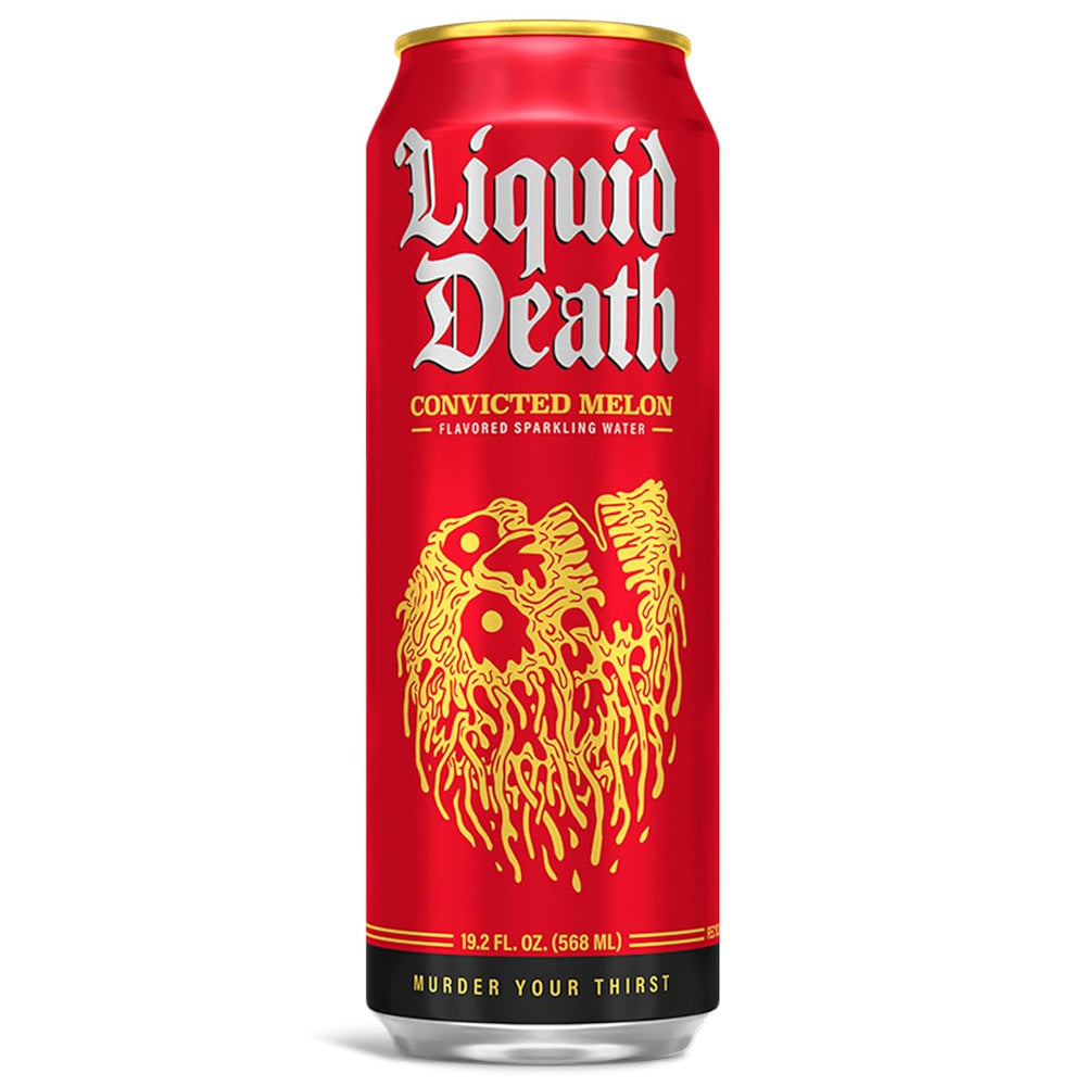 Liquid Death Flavored Sparkling Water with Agave, Convicted Melon, 19.2 oz