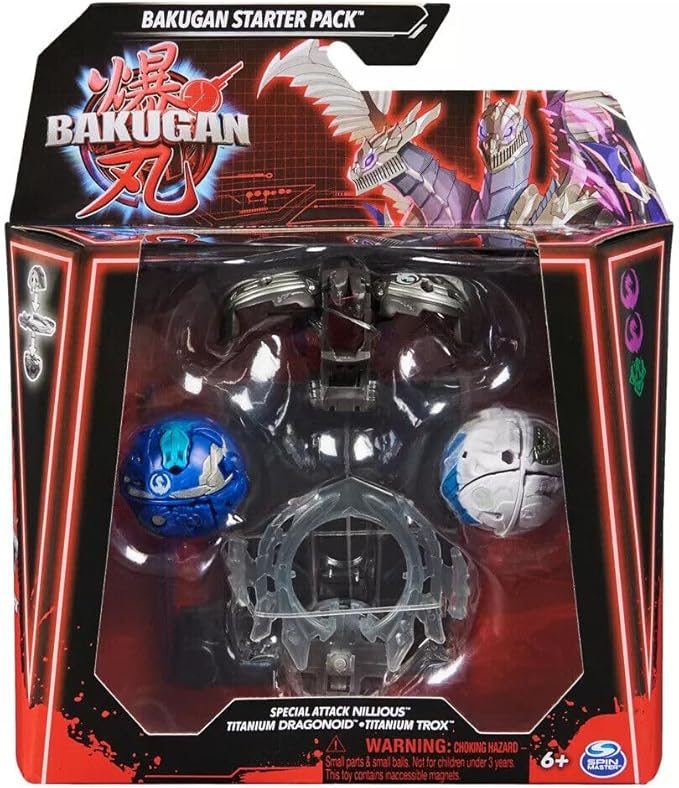 Spin Master Bakugan 3.0 Starter Pack - Special Attack Nillious + Dragonoid + Trox, Black