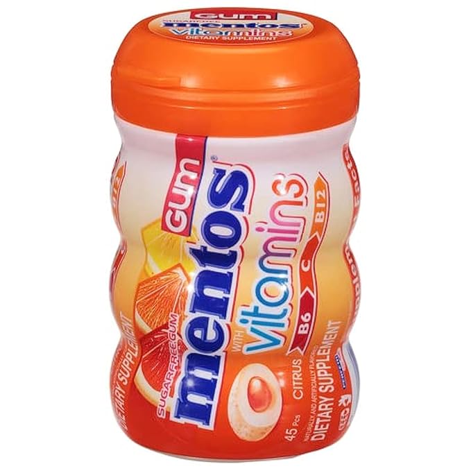 Mentos Gum with Vitamins, Sugar Free Chewing Gum