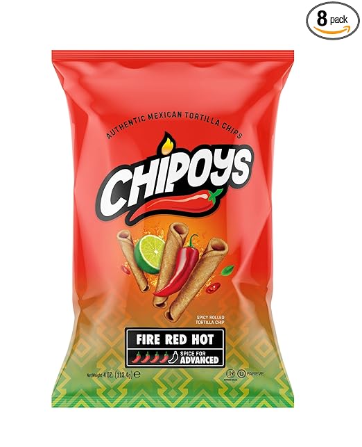 Chipoys Fire Red Hot Spicy Rolled Corn Tortilla Chips