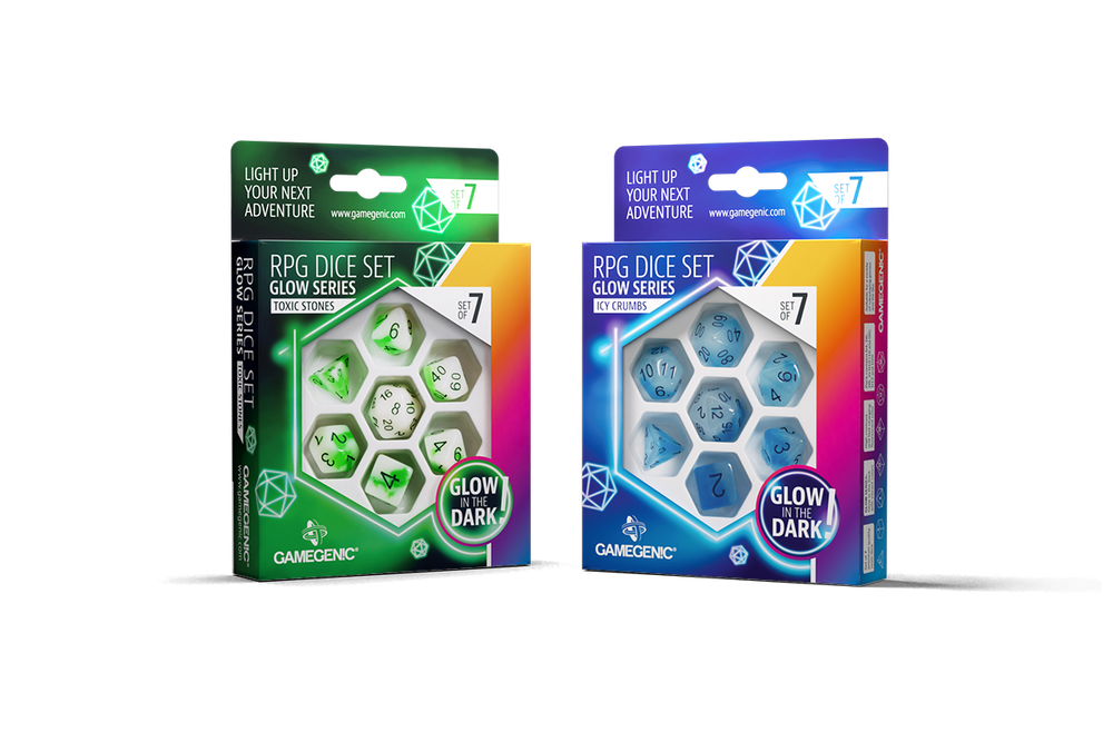 RPG DICE SET (SET OF 7)  GLOW SERIES BLUE