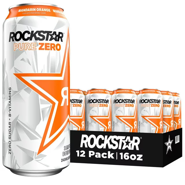 Rockstar Pure Zero Sugar Mandarin Orange Energy Drink, 16 oz