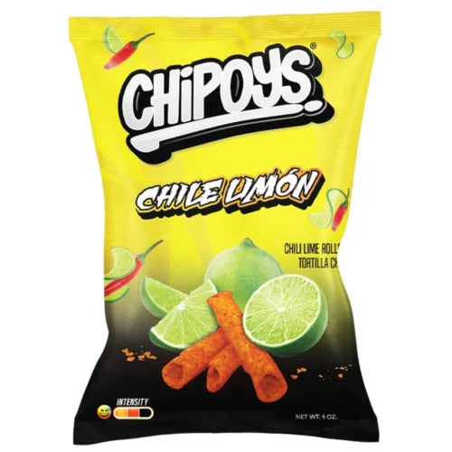 Chipoys Chile Limon 4 oz Snack Size Rolled Corn Chips
