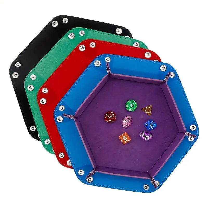 Hexagonal Suede Dice Tray - Black